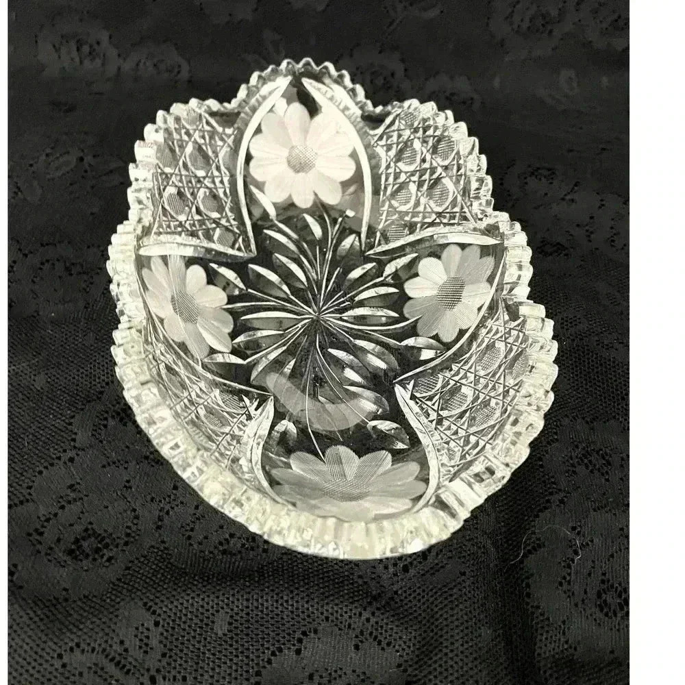 ABP Style‎ Oblong Clear Cut Crystal Dish with Sawtooth Rim American Brilliant